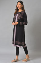 W for Woman Deep Brown And Pink Reversible Winter Cardigan | Grocsy