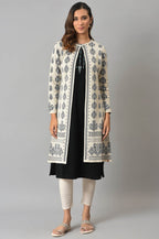 W for Woman Ecru Floral Printed Reversible Cardigan | Grocsy