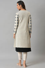 W for Woman Ecru Floral Printed Reversible Cardigan | Grocsy