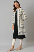 W for Woman Ecru Floral Printed Reversible Cardigan | Grocsy