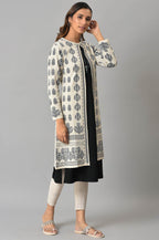 W for Woman Ecru Floral Printed Reversible Cardigan | Grocsy