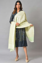 W for Woman Light Green Stripe Lurex Shawl | Grocsy