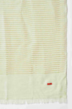 W for Woman Light Green Stripe Lurex Shawl | Grocsy