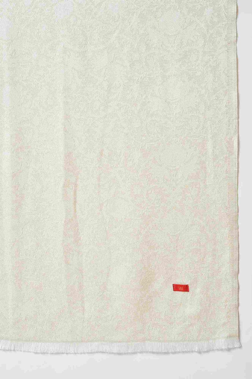 W for Woman Ecru Jacquard Winter Shawl | Grocsy