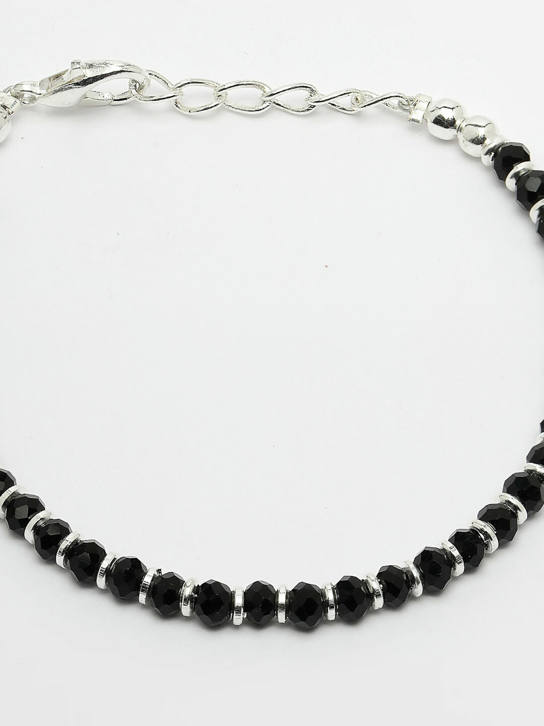 NVR Women Silver Plated Black Beaded Adjustable Rakhi With Roli Chawal | Grocsy