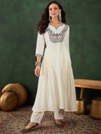 Sangria Floral Embroidery Kurta Sets | Grocsy