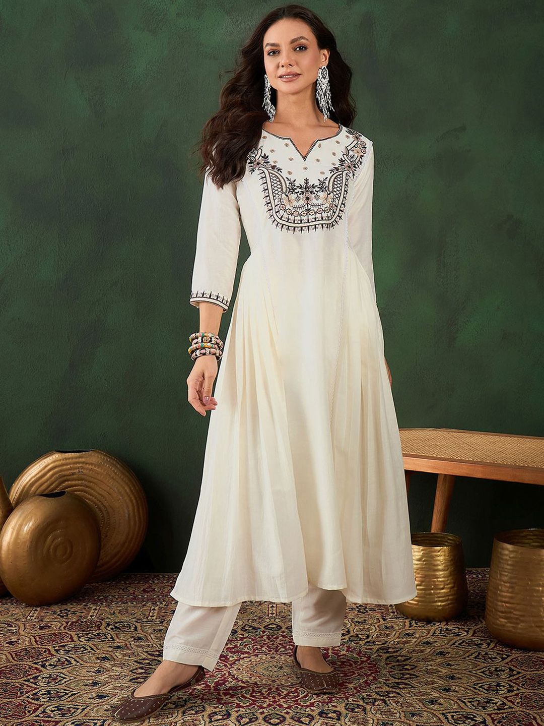 Sangria Floral Embroidery Kurta Sets | Grocsy