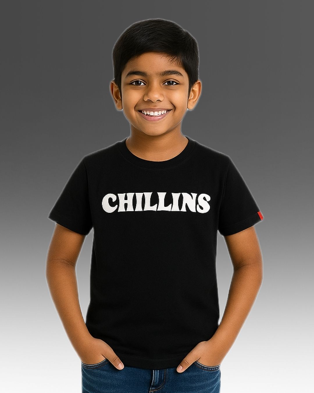 Chilins Round Neck Printed Cotton Tshirt- Black | Grocsy