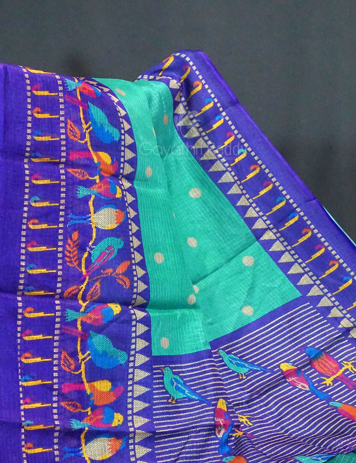 Sea Green Colour With All Over Buttes Semi Silk Kota Saree By Gayathri Reddy Designer Studio | Grocsy