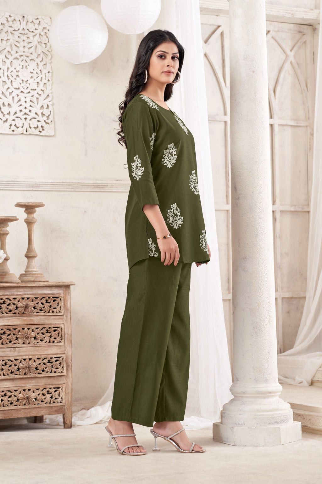 Anaita Butta Green Stylish Readymade Co-Ords Set | Grocsy