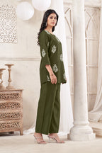 Anaita Butta Green Stylish Readymade Co-Ords Set | Grocsy