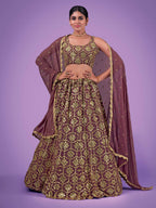 Myra Lilac Georgette Embroidered Designer Lehenga | Grocsy