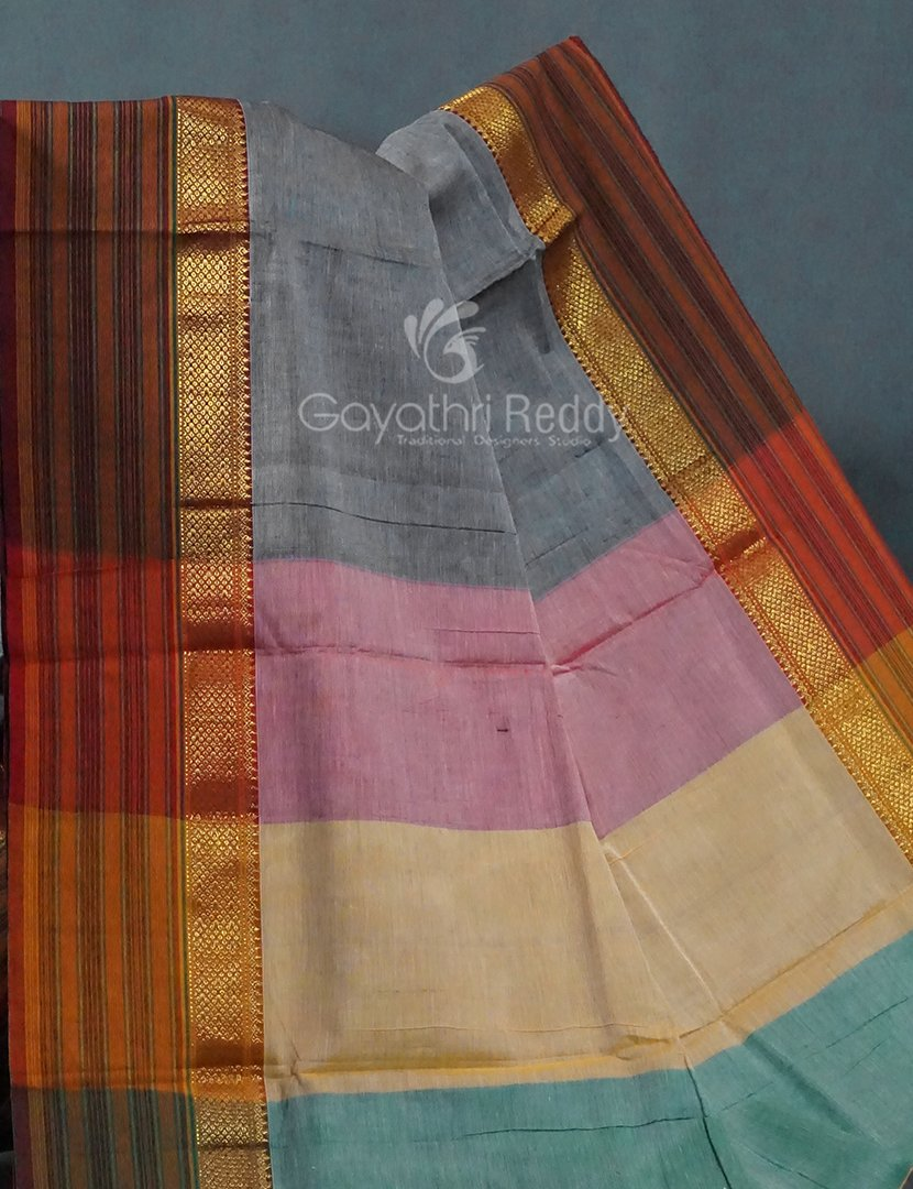 Kalanetha Grey Coloured Pure Narayanpet Cotton Saree By Gayathri Reddy Designer Studio | Grocsy
