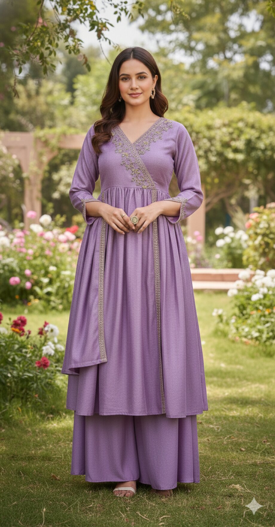 Anaita Purple Anarkali Readymade Suit with Embroidery Work | Grocsy
