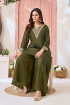 Anaita Mehndi Readymade Suit with Coding Work | Grocsy