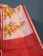 Peach Colour Block Print Pure Kota Cotton Saree By Gayathri Reddy Designer Studio | Grocsy