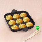 The Indus Valley 9 Pit/Cup CASTrong Cast Iron Paniyaram/Appe Pan+ Spatula, Pre-seasoned, Natural Nonstick, 100% Pure, Toxin-free, 18.2 cm, 1.34 kg | Grocsy