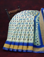 Combo of Off White and Blue Patan Patola Semi Chanderi Saree By Gayathri Reddy Designer Studio | Grocsy