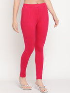 TAG 7 Women Pink Solid Ankle-Length Leggings | Grocsy