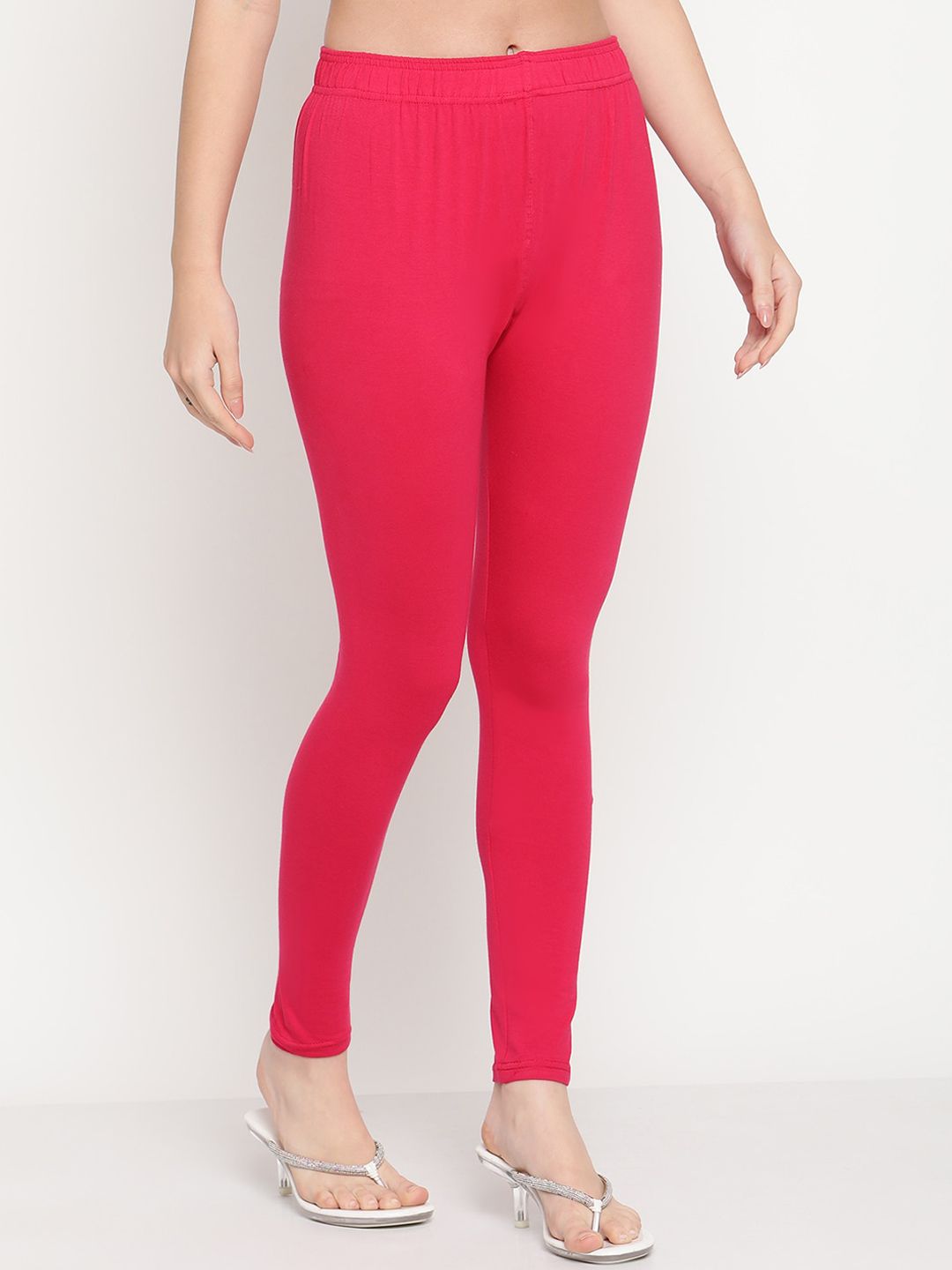 TAG 7 Women Pink Solid Ankle-Length Leggings | Grocsy