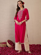 Indo Era Women Floral Embroidered Thread Work Kurta | Grocsy