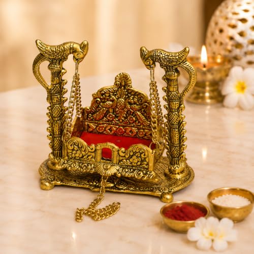 Chhariya Crafts Metal Krishna Laddu Gopal Jhula for Janmashtami | Grocsy