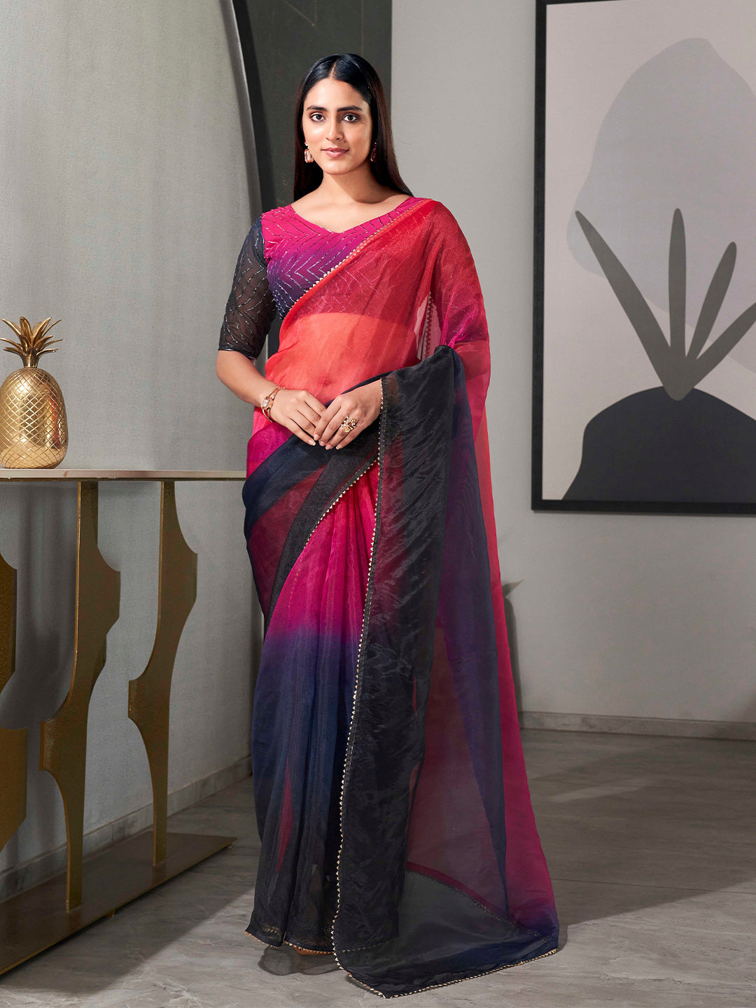 Tikhi Imli Organza Saree | Grocsy