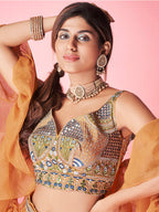 Myra Orange Art Silk Designer Lehenga | Grocsy