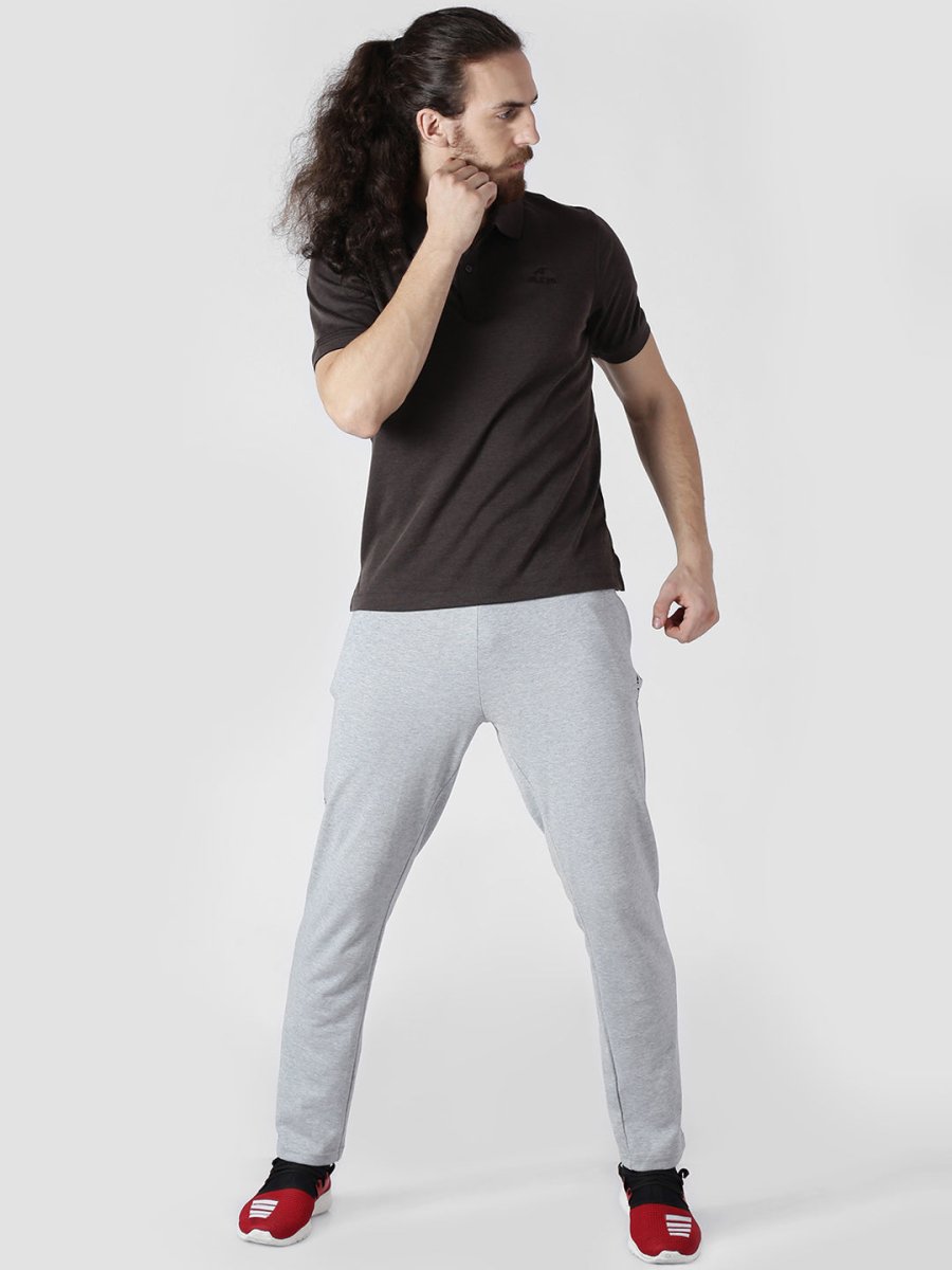 Alcis Men Brown Solid Polo Collar T-shirt | Grocsy