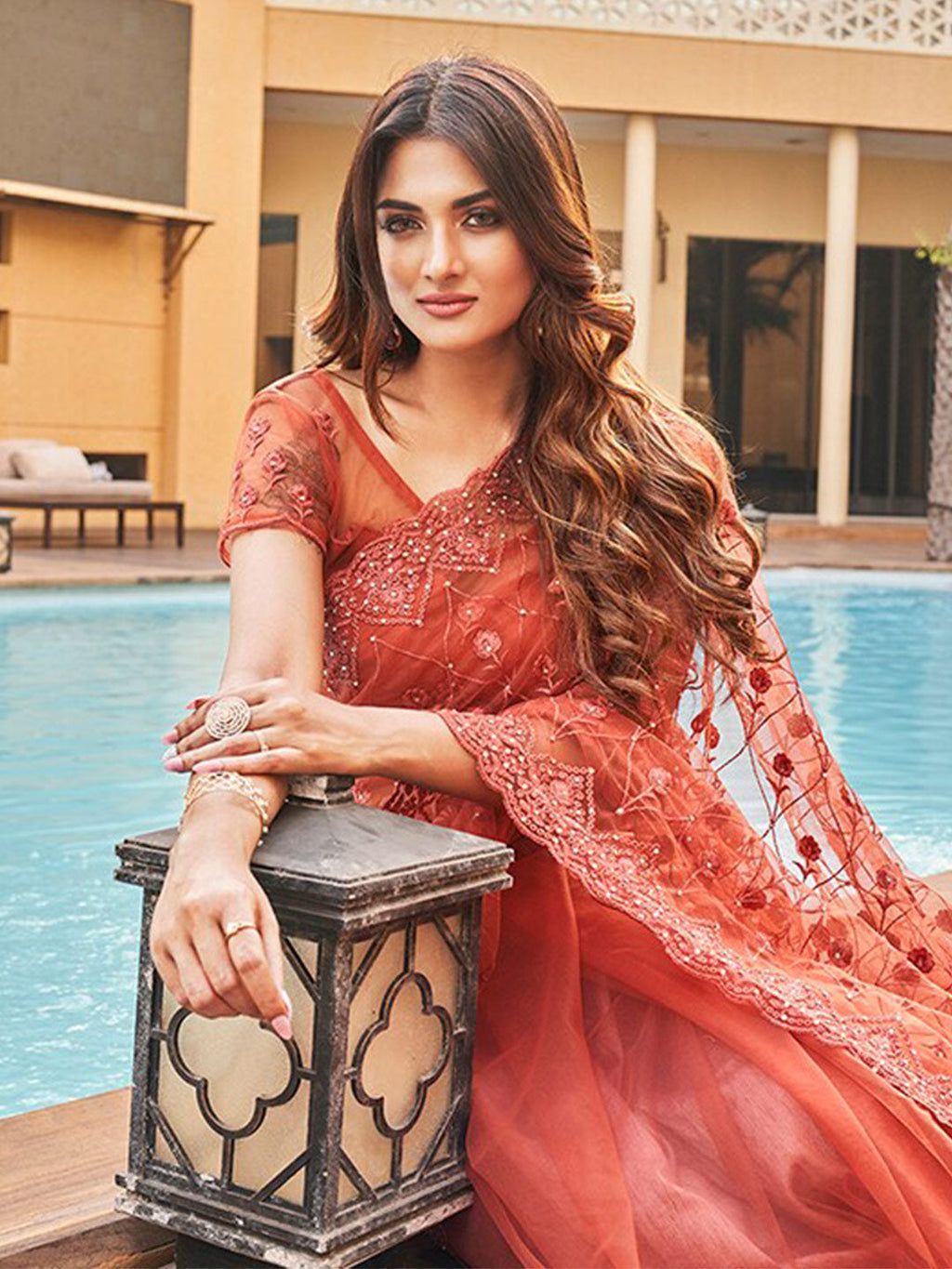 Tikhi Imli Embroidered Net Heavy Work Saree | Grocsy