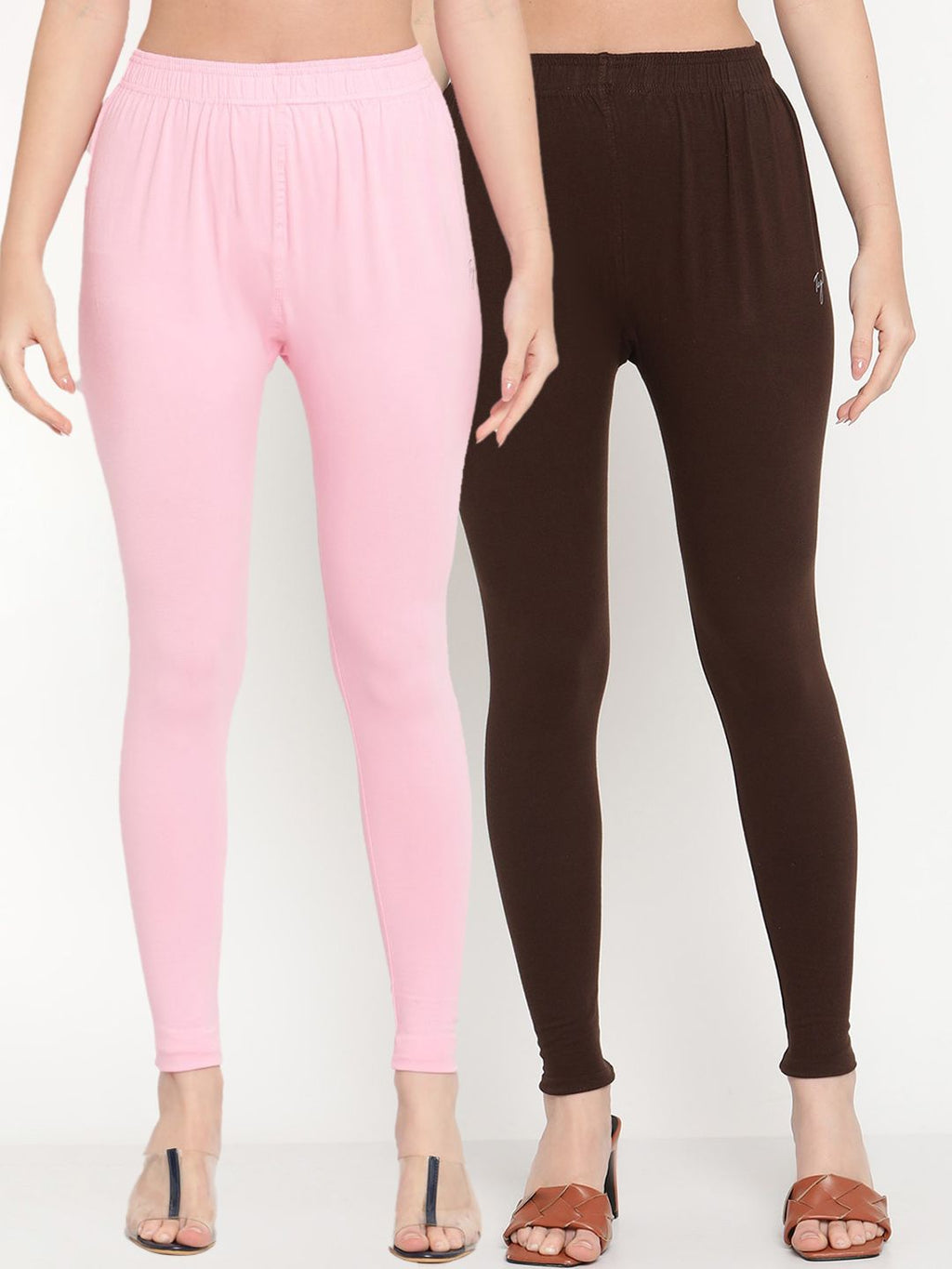 TAG 7 Women Pack Of 2 Solid Comfort-Fit Ankle-Length Leggings | Grocsy