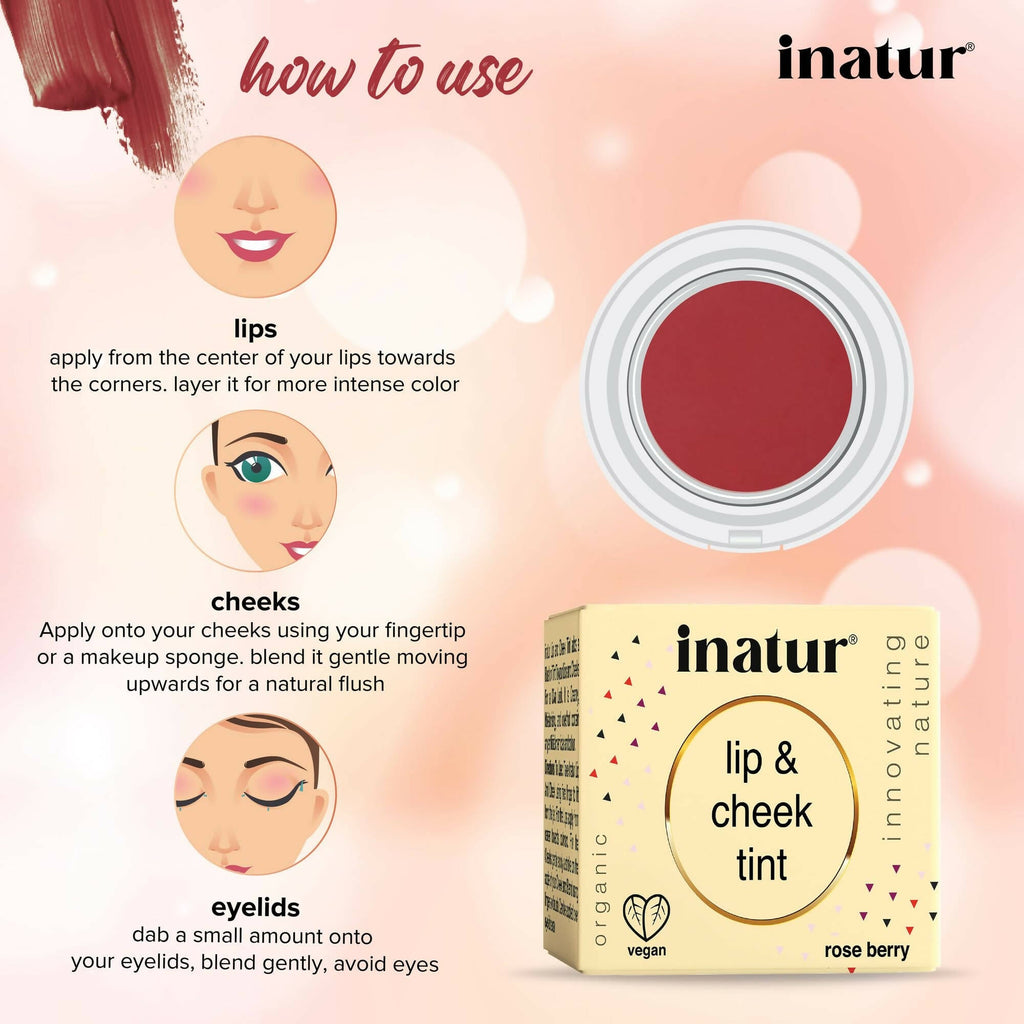 Inatur Lip and Cheek Tint Rose Berry | Grocsy