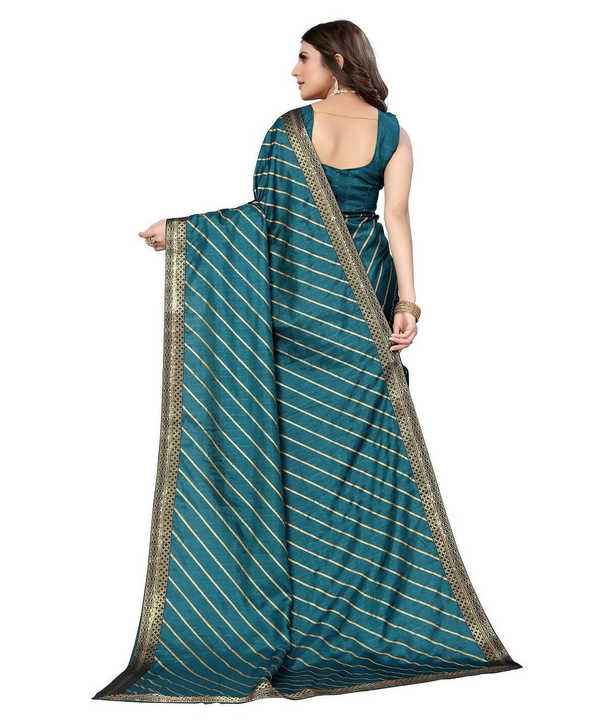 Vamika Dola Silk Rama Green Lace Border Bollywood Style Saree (SUCHI RAMA) | Grocsy
