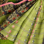 Exclusive Collection 100% Pure Cotton Olive Tant Saree With Hand Weaving Work | Grocsy