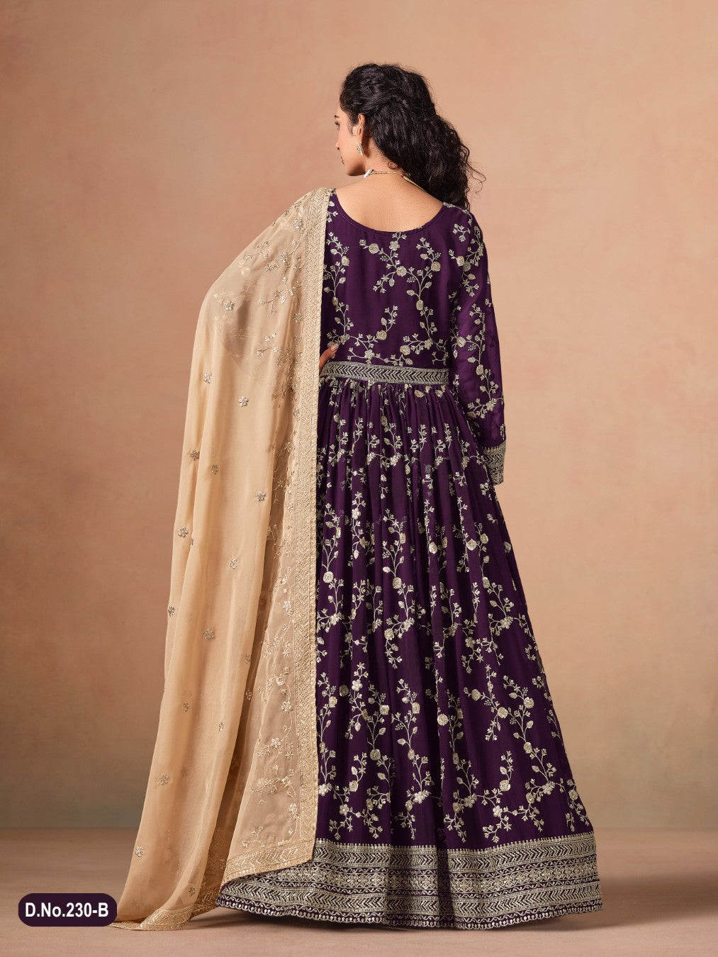 Anaita Purple Faux Georgette Jacquard Embroidered Work Anarkali Suit | Grocsy