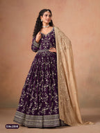 Anaita Purple Faux Georgette Jacquard Embroidered Work Anarkali Suit | Grocsy