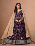 Anaita Purple Faux Georgette Jacquard Embroidered Work Anarkali Suit | Grocsy