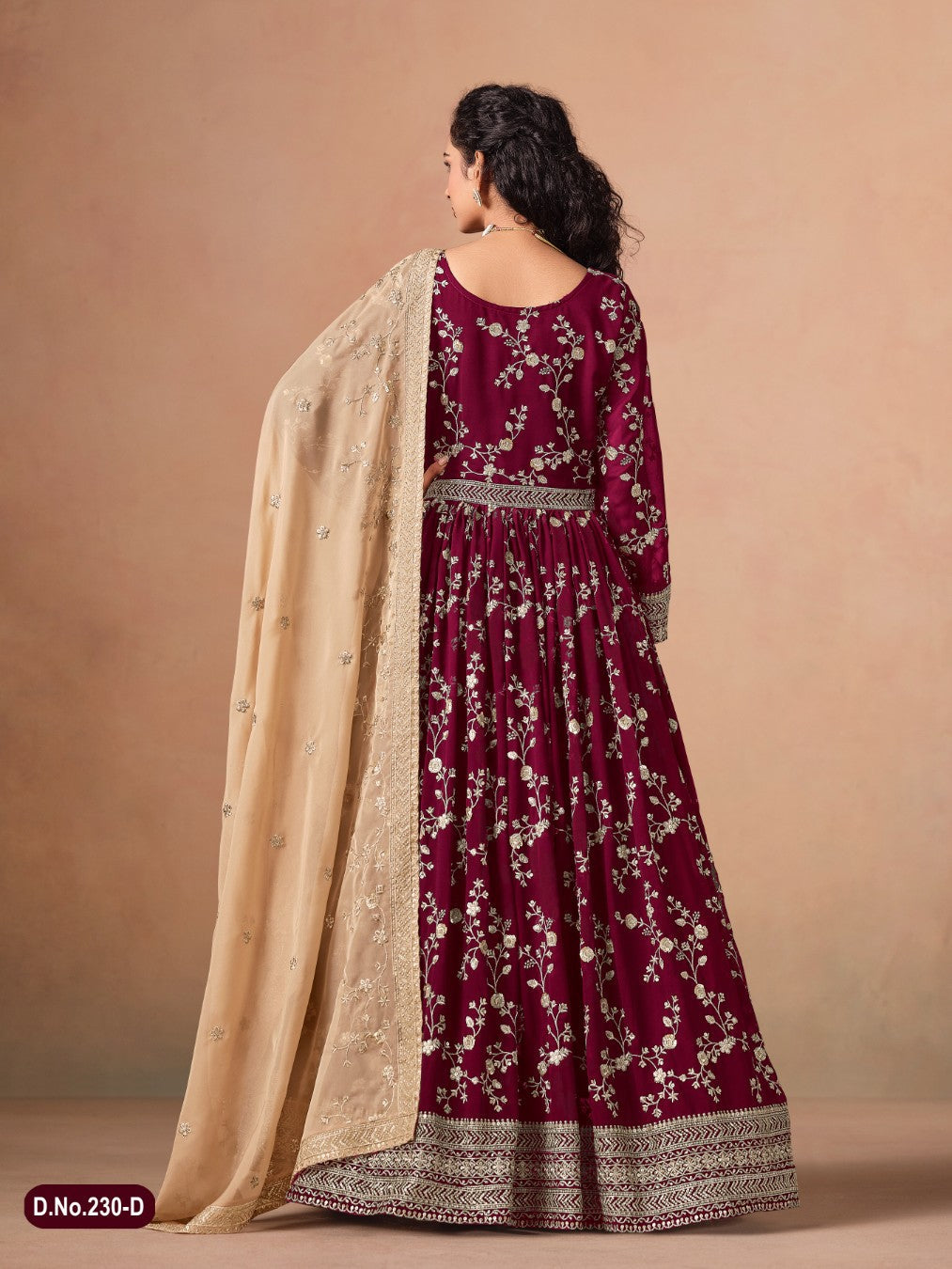 Anaita Red Faux Georgette Jacquard Embroidered Work Anarkali Suit | Grocsy