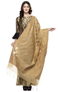 A R Silk Women's Chanderi Zari Embroidery Golden Fancy Dupatta | Grocsy