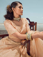 Myra Peach Organza Embroidered Designer Lehenga Choli | Grocsy