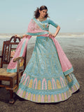 Myra Turquoise Organza Embroidered Designer Lehenga Choli | Grocsy