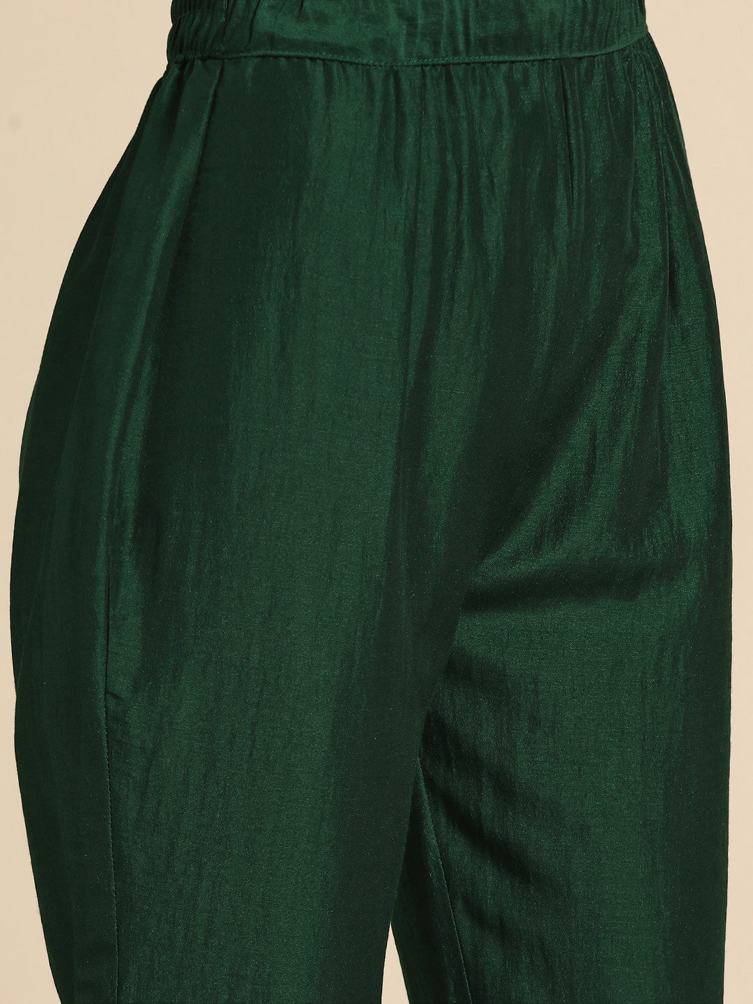 Sangria Women Green Ethnic Motifs Embroidered Pure Cotton Kurta with Trousers & With Dupatta | Grocsy