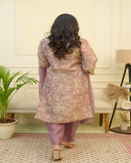 Vaasva Women Green Tissue Shimmer Kurta With Silk Pant & Dupatta | Grocsy