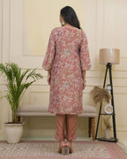 Vaasva Women Pink Tissue Shimmer Kurta With Silk Pant & Dupatta | Grocsy