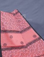 Peach Colour Block Print With Mirron Embroidered Pure Mulmul Cotton Saree By Gayathri Reddy Designer Studio | Grocsy