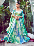 Myra Sky Silk Digital Printed Designer Lehenga | Grocsy