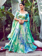 Myra Sky Silk Digital Printed Designer Lehenga | Grocsy