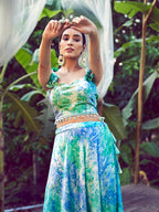 Myra Sky Silk Digital Printed Designer Lehenga | Grocsy