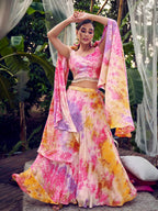 Myra Purple Pink Silk Digital Printed Designer Lehenga | Grocsy