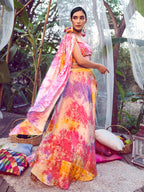 Myra Purple Pink Silk Digital Printed Designer Lehenga | Grocsy